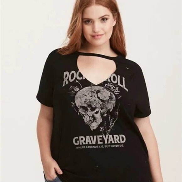 torrid Tops - Torrid Rock & Roll Graveyard Distressed Concert Tee
